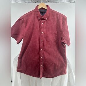 Banana republic cotton pink red stretch soft wash short sleeve shirt